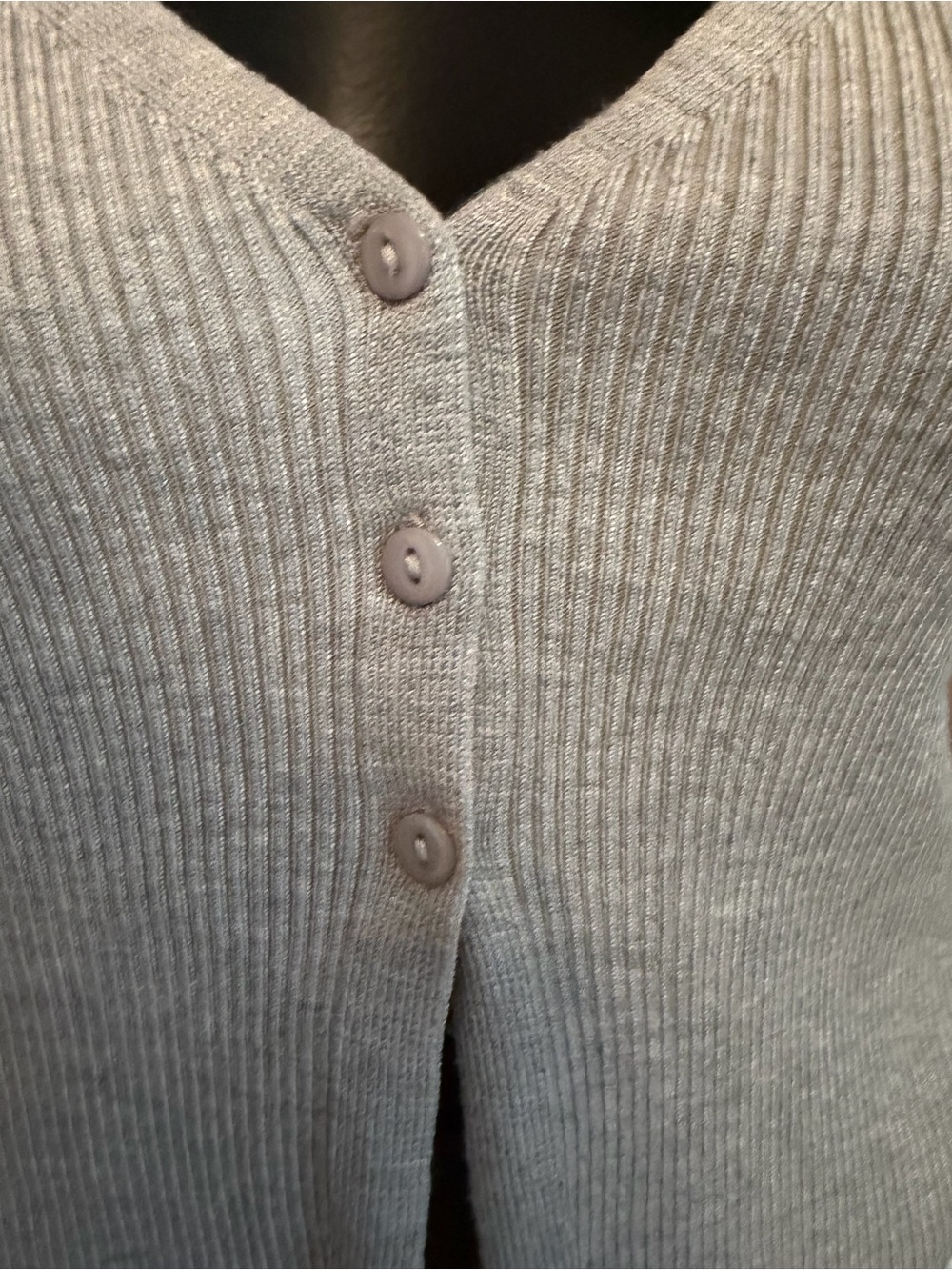 Garage Light Gray Ribbed V-Neck Button Tank - Picture 3 of 4